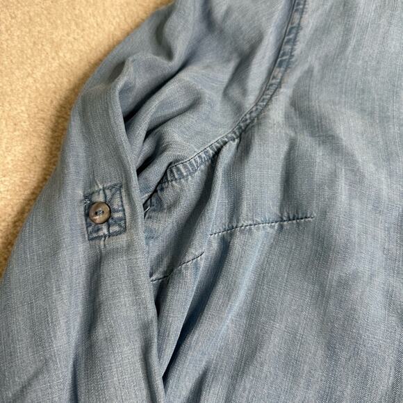Liverpool Blue Chambray Long Sleeve Collared Blouse - Picture 7 of 9